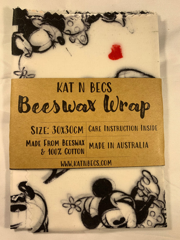 Bees Wax Wrap 30x30cm 100% Cotton - Minnie Mouse Love